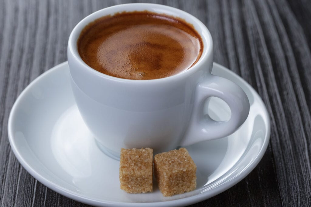 Doppio Coffee with Two Blocks of Sugar