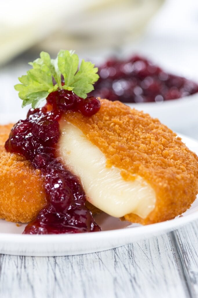 Fried Camembert Cheese with Cranberry Sauce