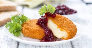 Fried Camembert Cheese with Cranberry Sauce
