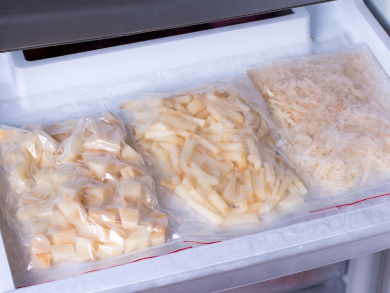 Various Cuts oaf Frozen Potatoes in a Resealable Plastic