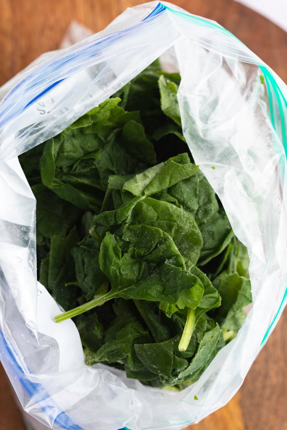 Frozen Spinach in a Ziploc Bag