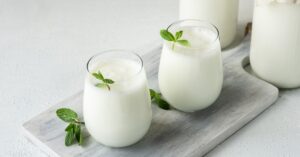 Glasses of Homemade Buttermilk Made from Yogurt