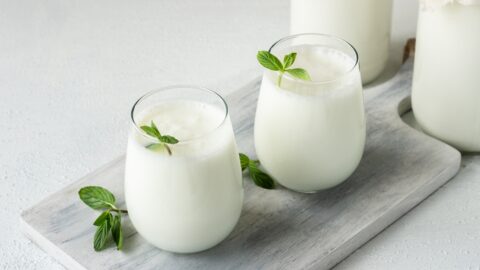 Glasses of Homemade Buttermilk Made from Yogurt
