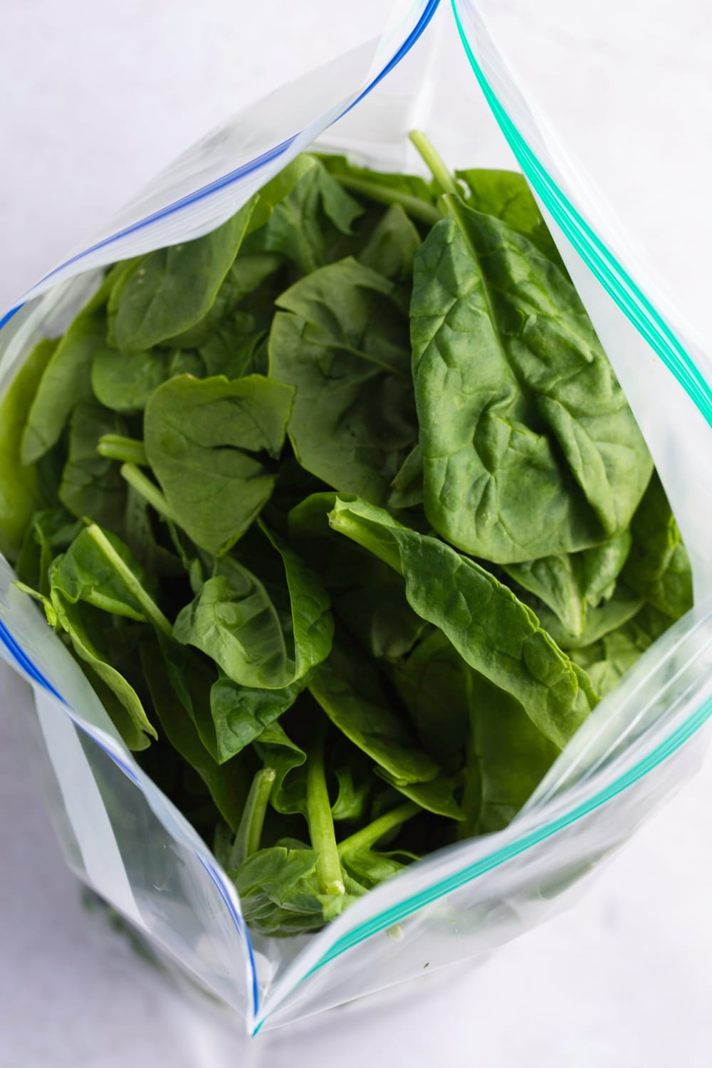 Healthy Green Spinach in a Ziploc Bag