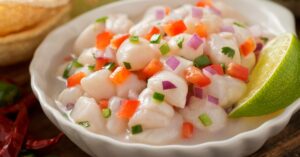 Homemade Ceviche with Tomatoes, Onions and Lime