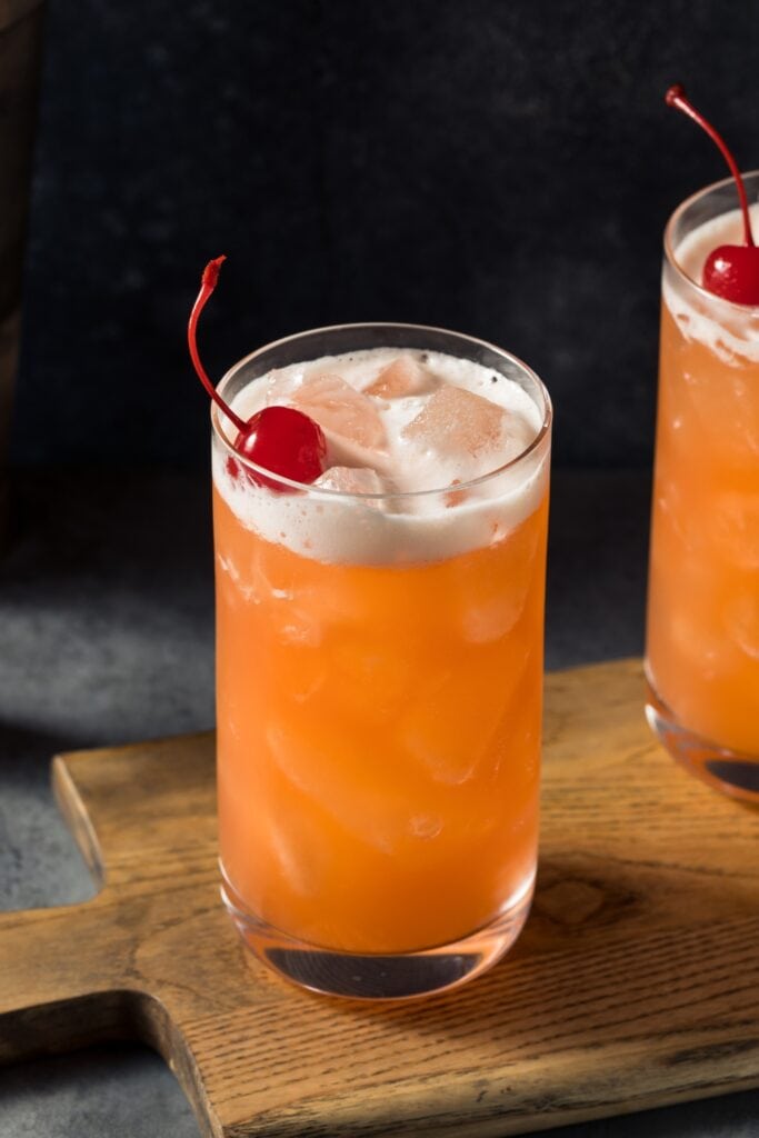 Homemade Rum Punch with Cherry and Bacardi