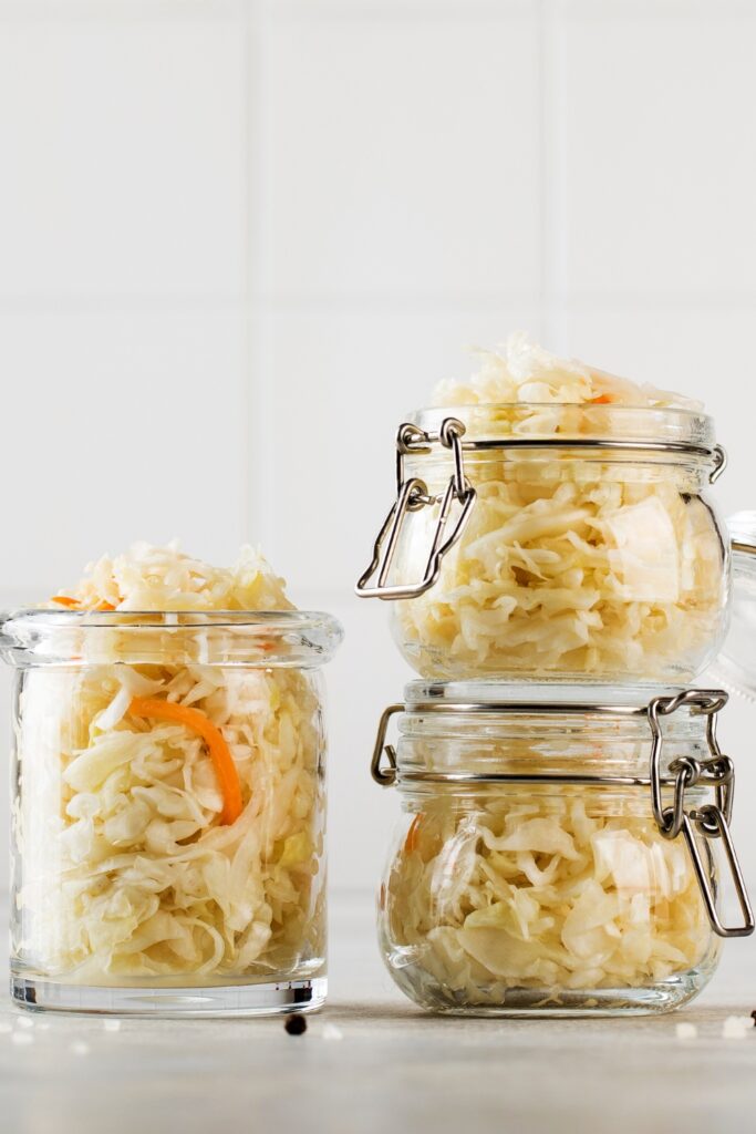 Homemade Sauerkraut in Glass Jars