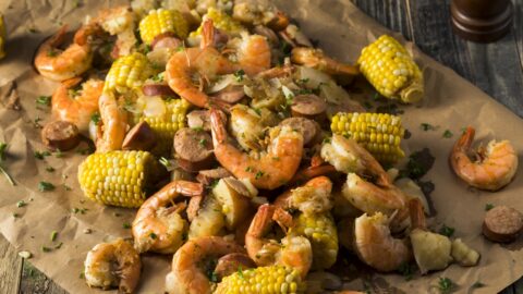 Homemade Cajun Shrimp Boil with Corn and Sausage