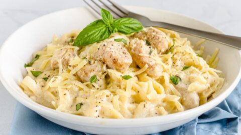 Homemade Chicken Alfredo with Basil