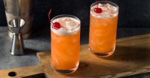 Homemade Rum Punch with Cherry and Bacardi