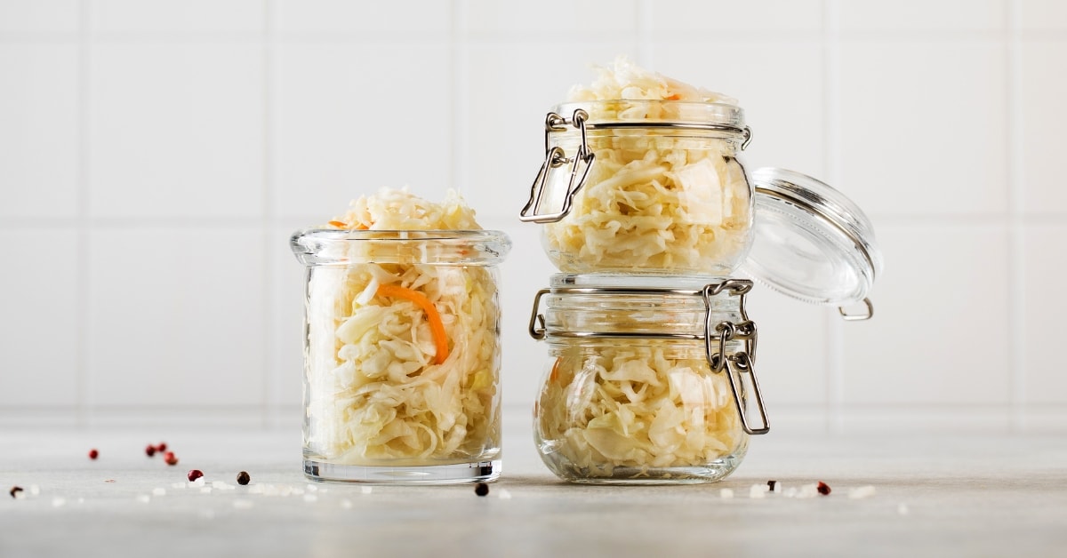 Homemade Sauerkraut in Glass Jars