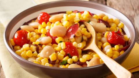 Homemade Succotash Salad with Beans and Tomatoes