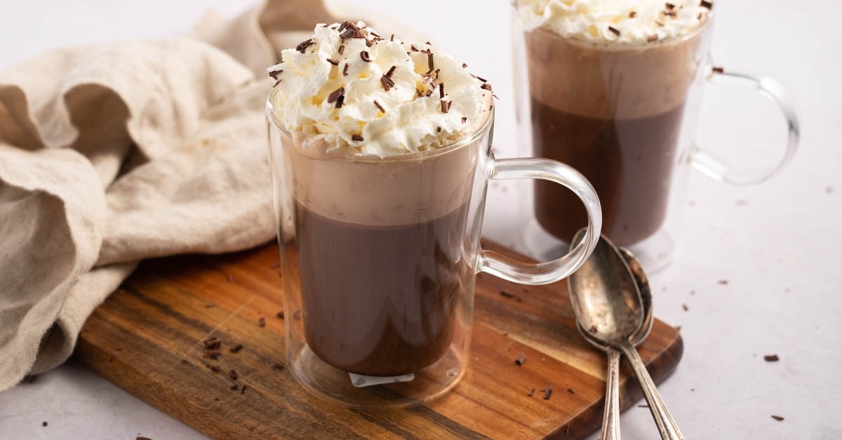 Hot Homemade Chocolate Coffee with Whipped Cream