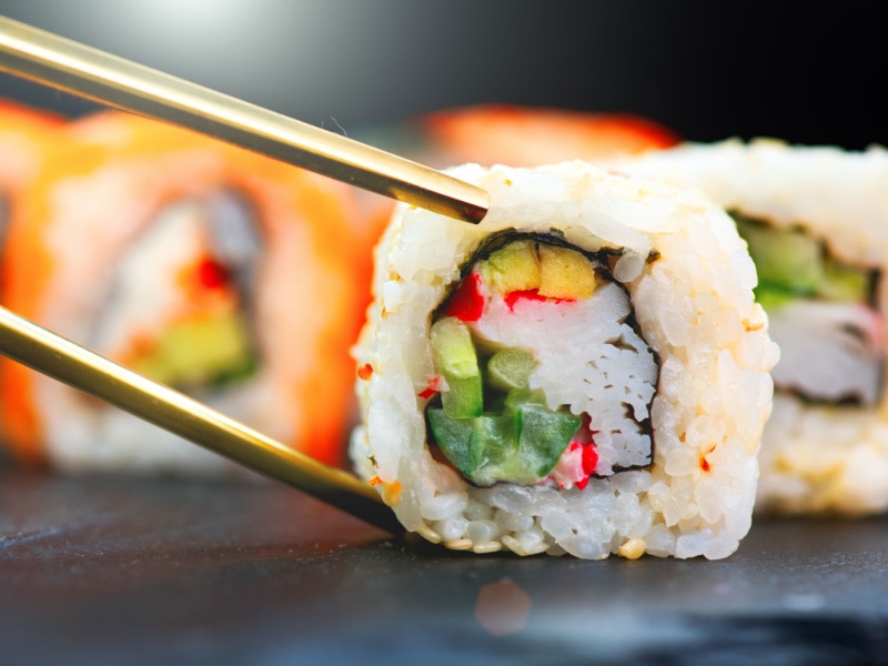 California Shushi Roll Picked With Chopsticks