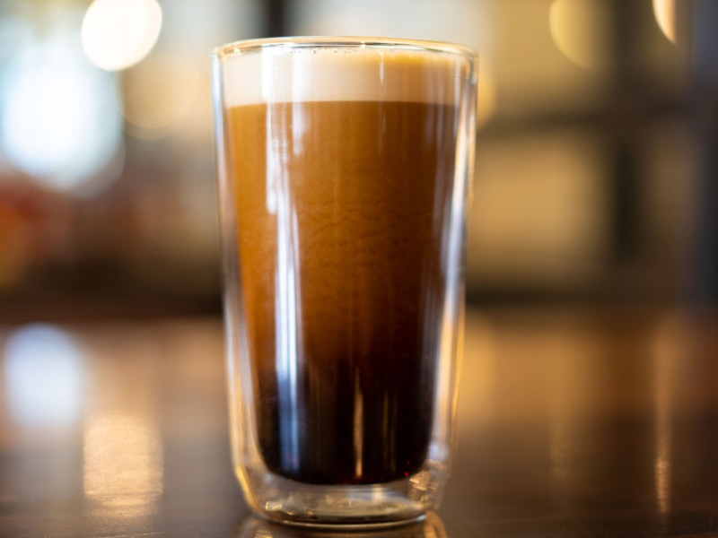 Nitro Coffee in a Clear Tall Glass