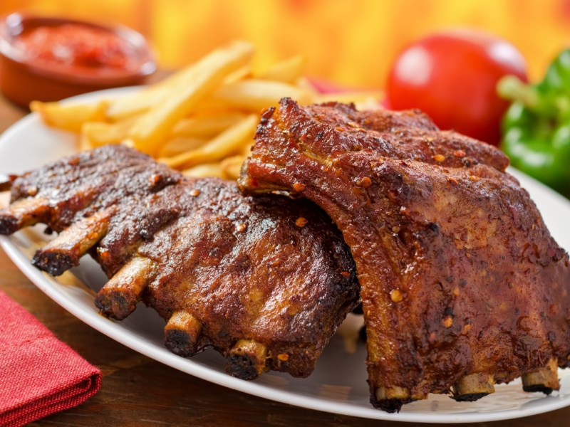 Oven Baked Baby Back Ribs Served With Fries