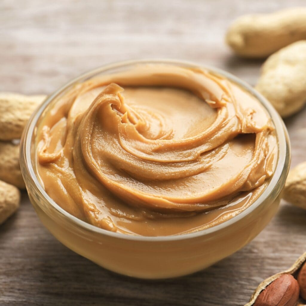 Creamy Peanut Butter on a Glass Bowl