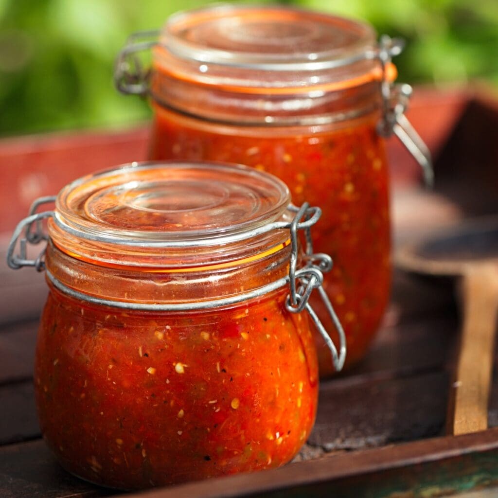 Two Glass Jars of Picante Sauce