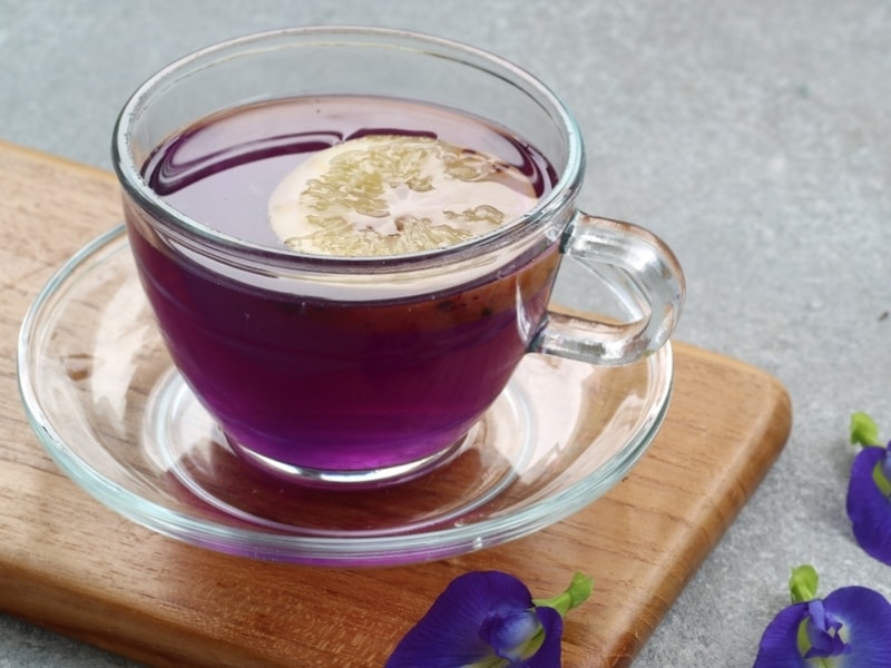Purple Tea in a Glass Mug