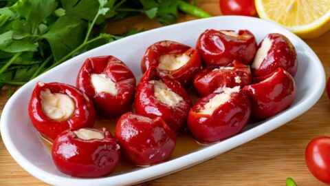 Raw Organic Cheese Pimentos Filled with Cheese