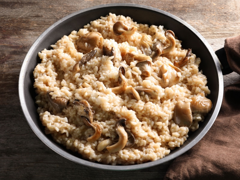 Risotto Mushroom Cooked in a Skillet