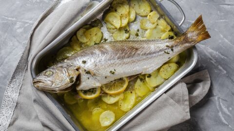 Roasted Corvina Fish with Lemon and Thyme