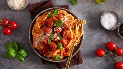 Savory Homemade Pasta with Meatballs and Tomatoes