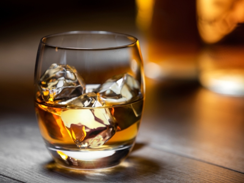 Iced Scotch Whiskey on a Glass