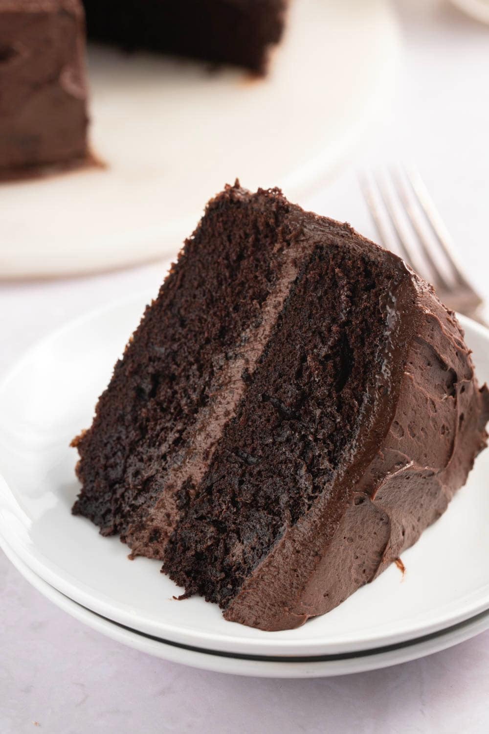 Sliced Homemade Moist Chocolate Cake