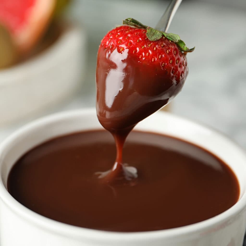 Fresh Strawberry Dipped in Melted Chocolate