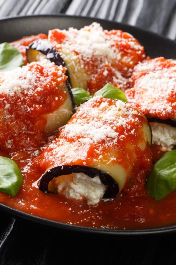Stuffed Eggplant with Ricotta Cheese and Tomato Sauce