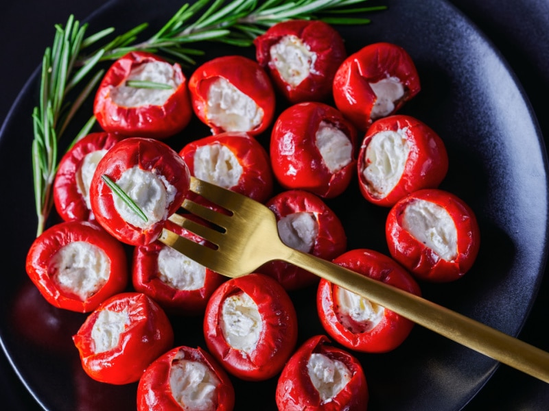 Stuffed Pimentos on a Round Plate