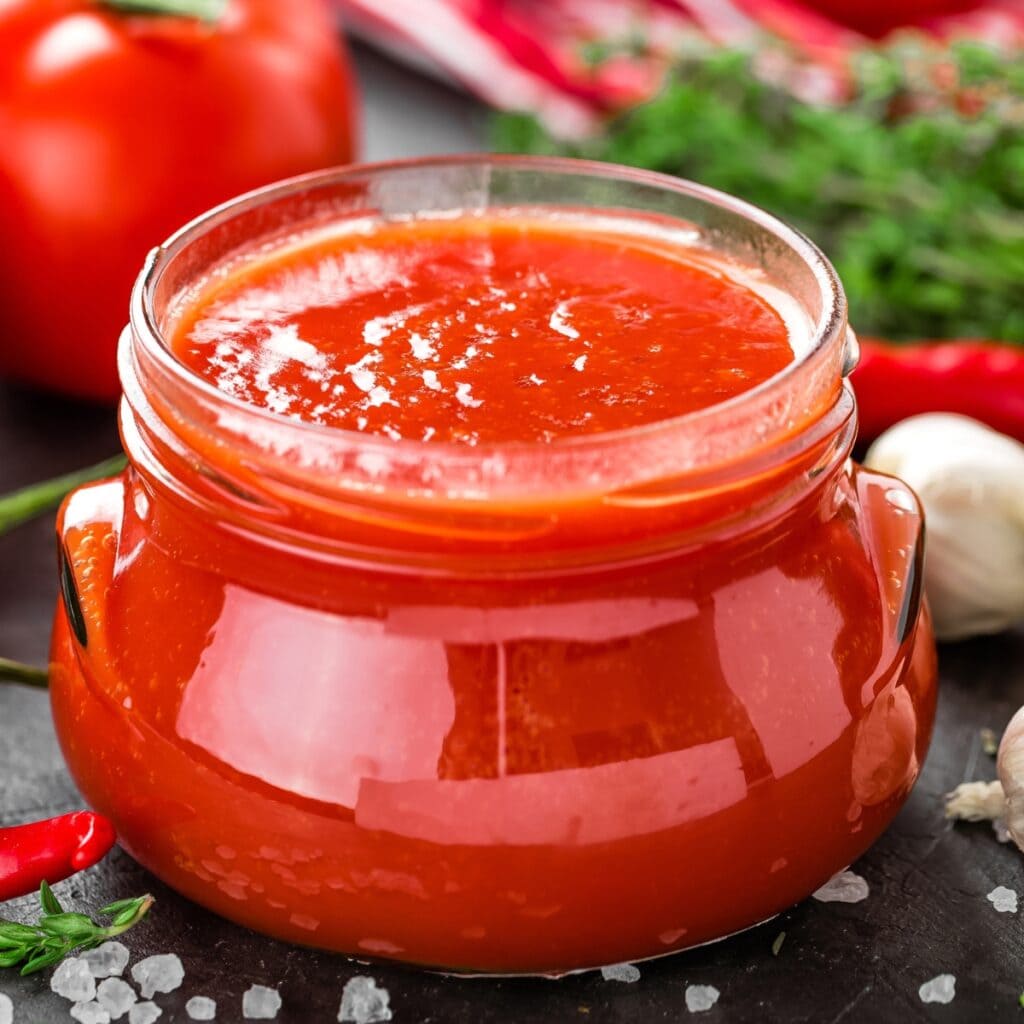 Tomato Puree in a Glass Jar
