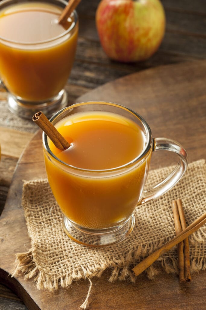 Two Glasses of Homemade Warm Apple Cider