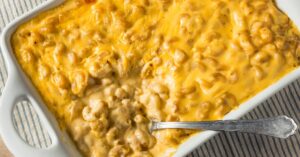 Baked Mac and Cheese in a White Casserole