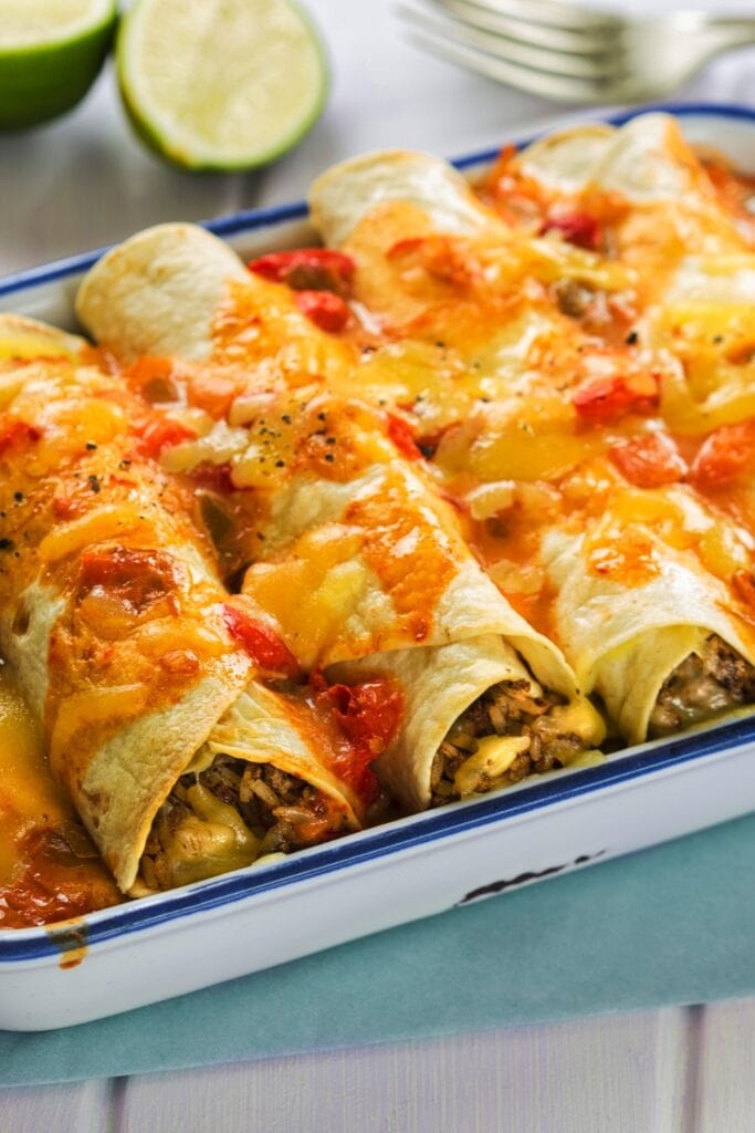 35 Easy Make-Ahead Casseroles featuring Beef Enchiladas with Tomatoes and Cheese
