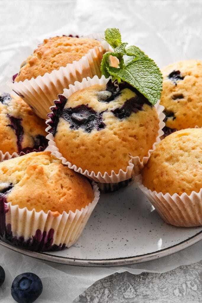 10 Easy Cake Mix Muffins featuring Blueberry Cake Mix Muffins with Mint