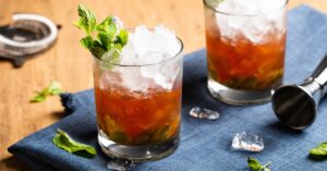 Boozy Bourbon Whiskey with Mint Leaves