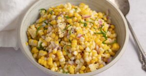 Bowl of Homemade Ina Garten Corn Salad with Herbs