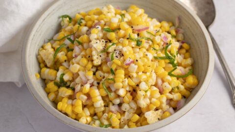 Bowl of Homemade Ina Garten Corn Salad with Herbs