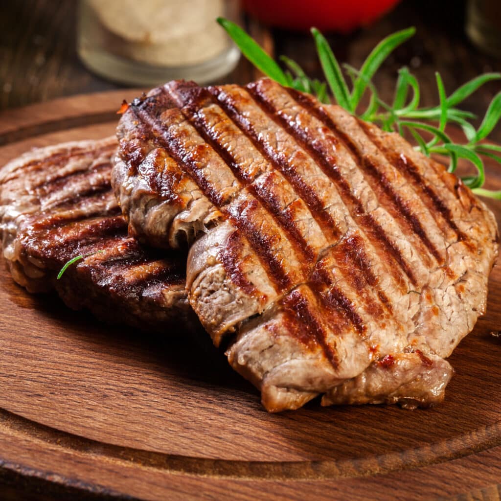 Grilled Steak on a Wooden Cutting Board