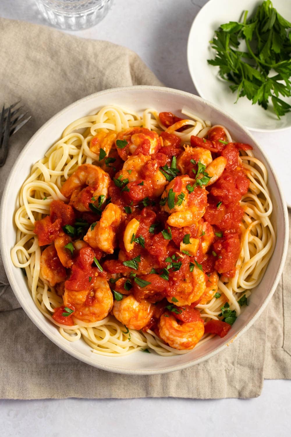 Fra Diavlo Sauce with Shrimp, Tomatoes and Pasta
