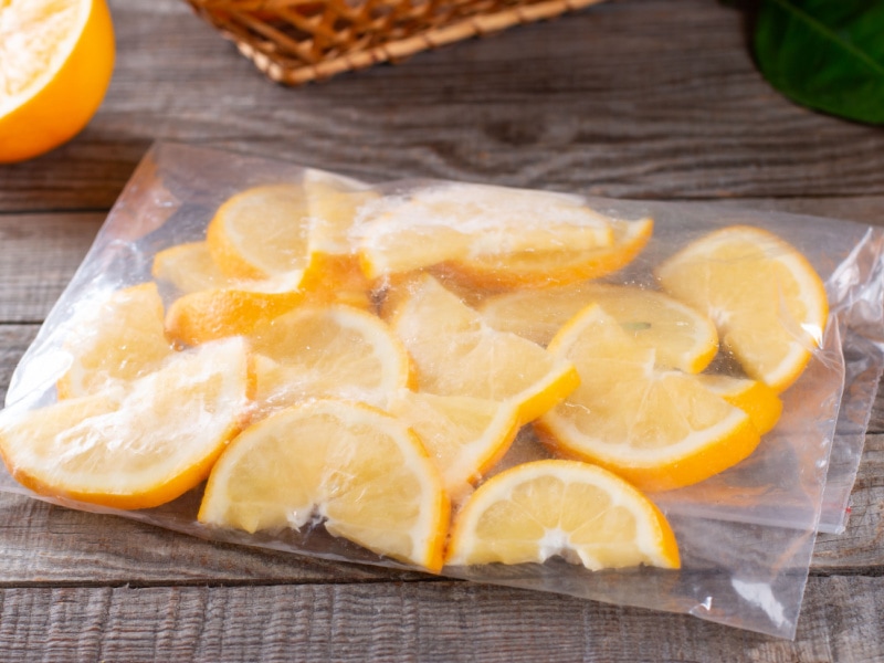 Frozen Lemon Slices on a Resealable Bag