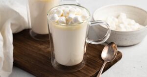 Glasses of White Hot Chocolate with Mini Marshmallows