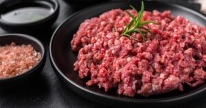 Ground Beef on a Black Plate