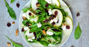 Healthy Apple Salad with Dried Cranberries and Arugula