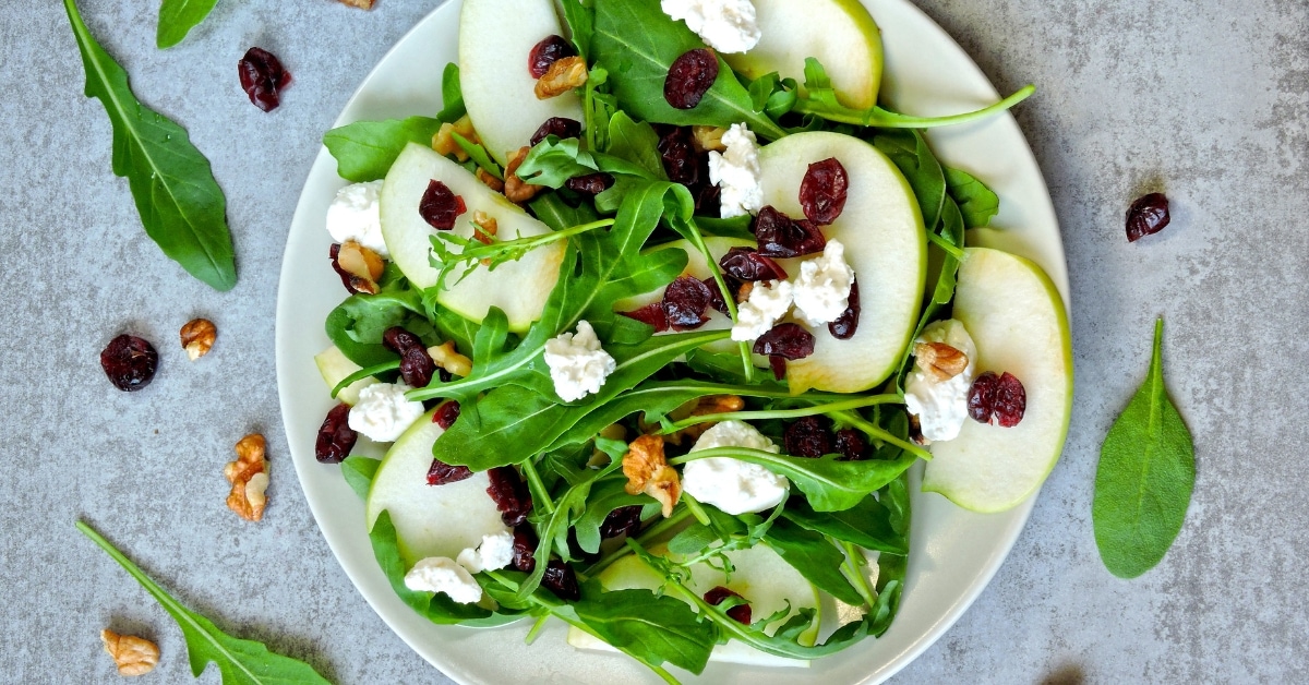 Healthy Apple Salad with Dried Cranberries and Arugula