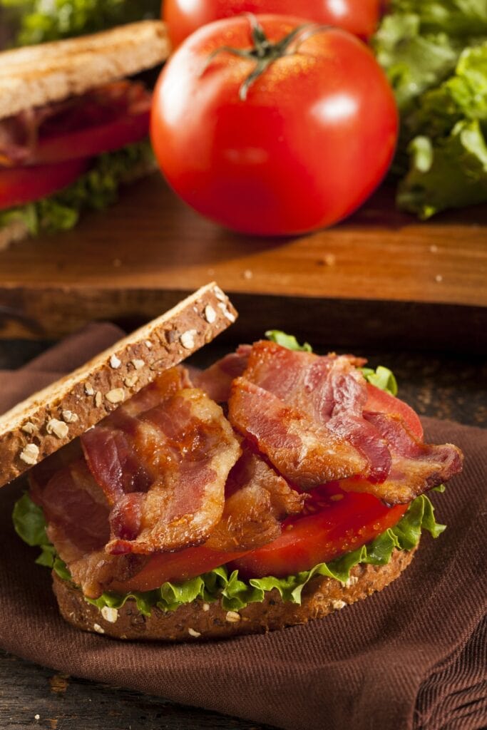Homemade BLT Sandwich: Bacon, Tomatoes and Lettuce