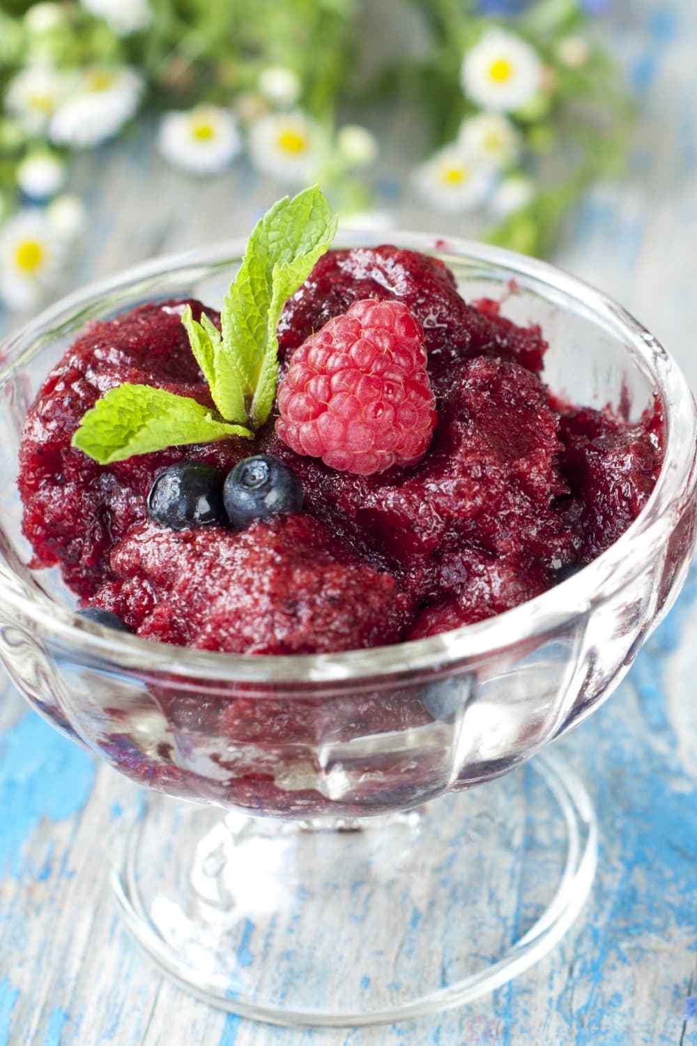 23 Easy Yonanas Recipes To Go Bananas For featuring Homemade Berry Granita with Raspberry, Blueberries and Mint
