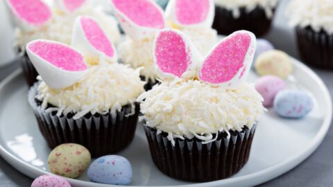 Homemade Chocolate Easter Cupcakes with Egg Candies